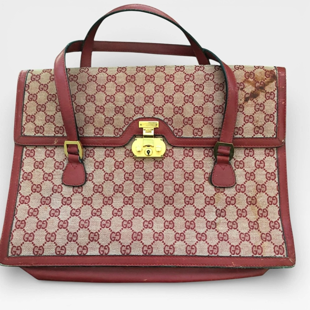 Vintage Gucci Red Monogrammed Briefcase *Read*